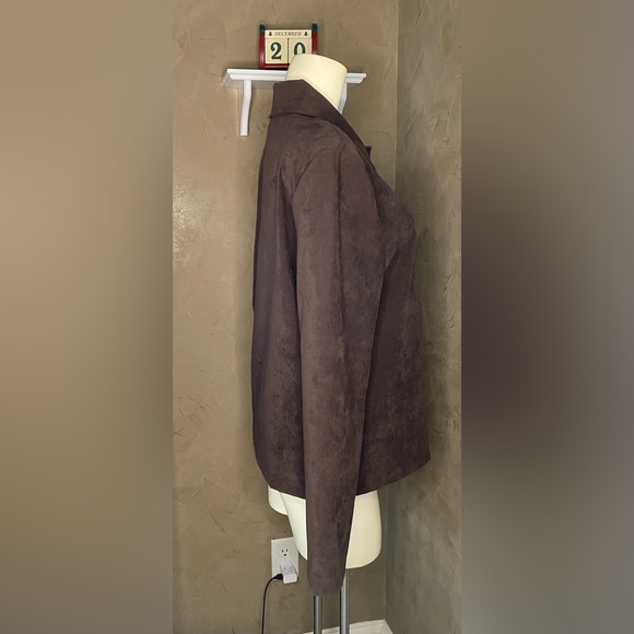Vintage Briggs Blazer Jacket Womens Medium Faux Suede USA Washable Brown - Picture 3 of 11